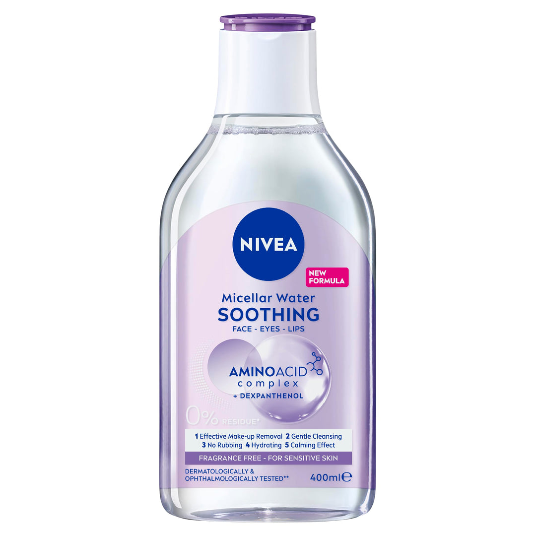 NIVEA MicellAIR 5 Stück Skin Breathe Mizellenwasser (400ml), 3-in-1 Sensitive Make Up Entferner Mize