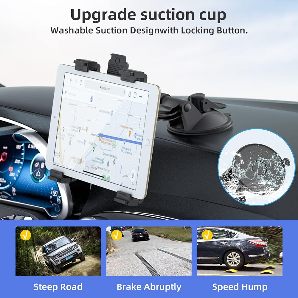 Tablet Halterung Auto, 360° Drehbare Verstellbare iPad Autohalterung, Universal Armaturenbrett Winds