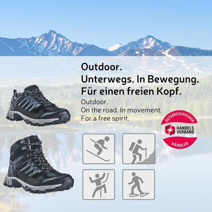 Black Crevice Trekkingschuhe Herren I Low Cut Trekking Schuhe I Wasserfeste Wanderschuhe I Hochwerti