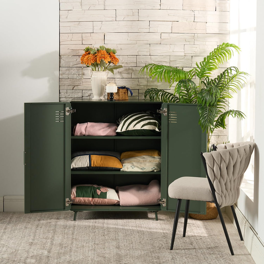 MEUBLE COSY Sideboard Buffets Küchenschrank Kommode mit 3 Türen Magnet und Regal Ablage aus Metall f