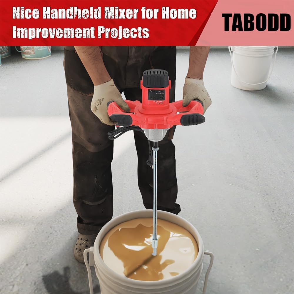 TABODD 2100W Rührwerk Mörtelrührer, 800r/ min 6 Stufen Handrührgeräte Mischer Rührer Rührgerät Mörte