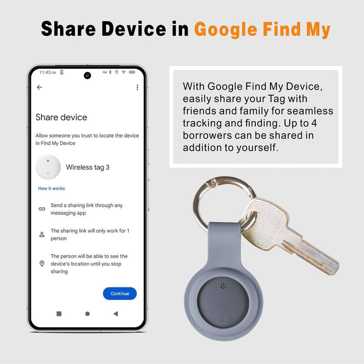 Reyke Smart Tag, kompatibel mit Google Find Hub, Android, Schwarz, 4er-Pack | Bluetooth-Tracker für