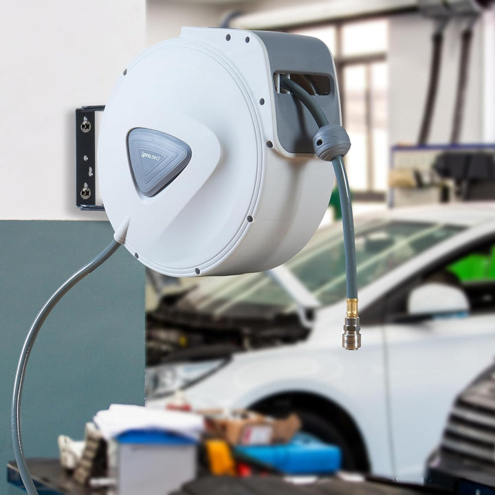 pro.tec Druckluftschlauchtrommel Nassau 180° Schwenkbarkeit Druckluftschlauch 20m + 2m Schlauchtromm