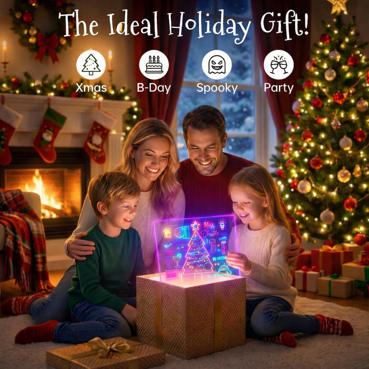LED Zeichenbrett, Wiederaufladbare LED Notiztafel mit Farben, Led Maltafel Kinder mit 12 Farben Stif