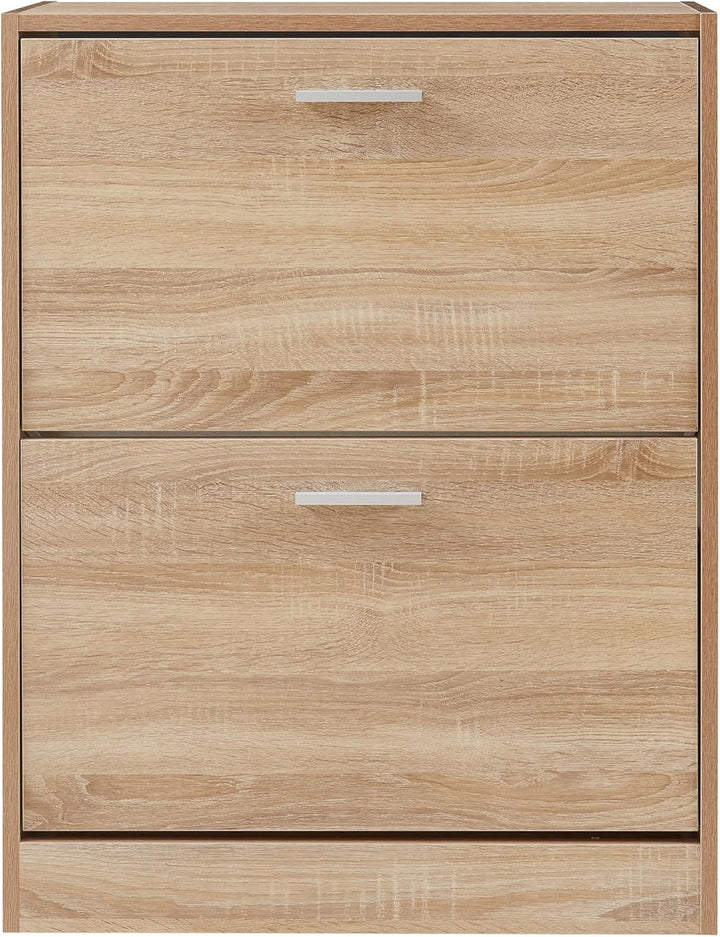 [en.casa] Schuhschrank Sykkylven Schuhkipper mit 2 Klappen Schuhkommode für 12 Paar Schuhe 81 x 63 x