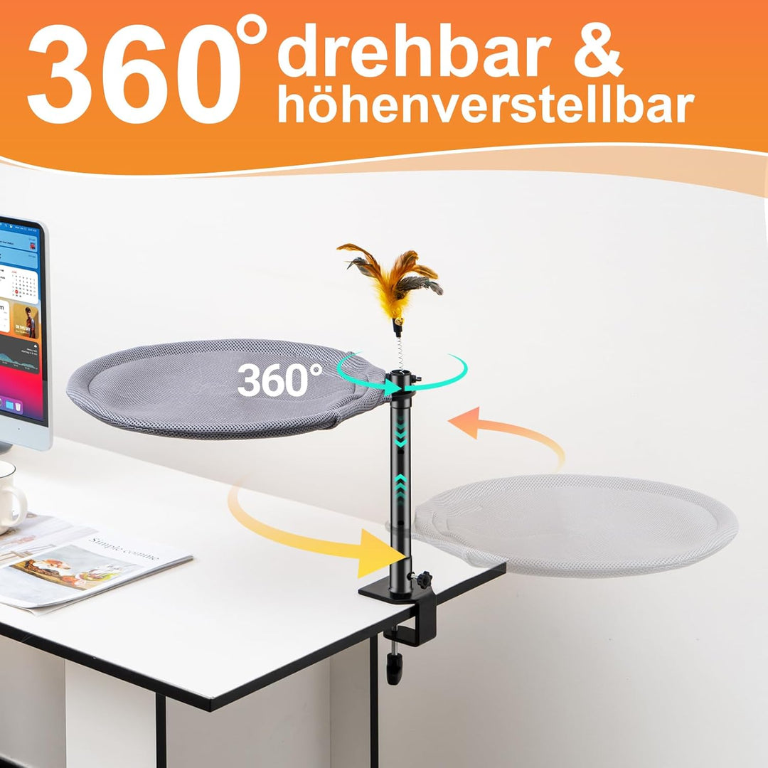 Uross Katzenbett für Schreibtisch - 360° drehbar & höhenverstellbar, weiches Katzenhängematte mit 2