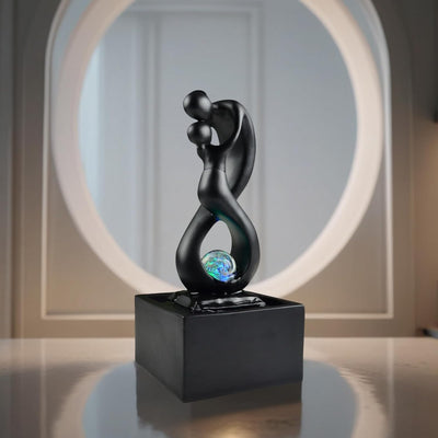 Zen'Light - Moderner Zimmerbrunnen Amor Schwarz mit Farbigem LED-Licht - Abnehmbare Skulptur - Zeitg