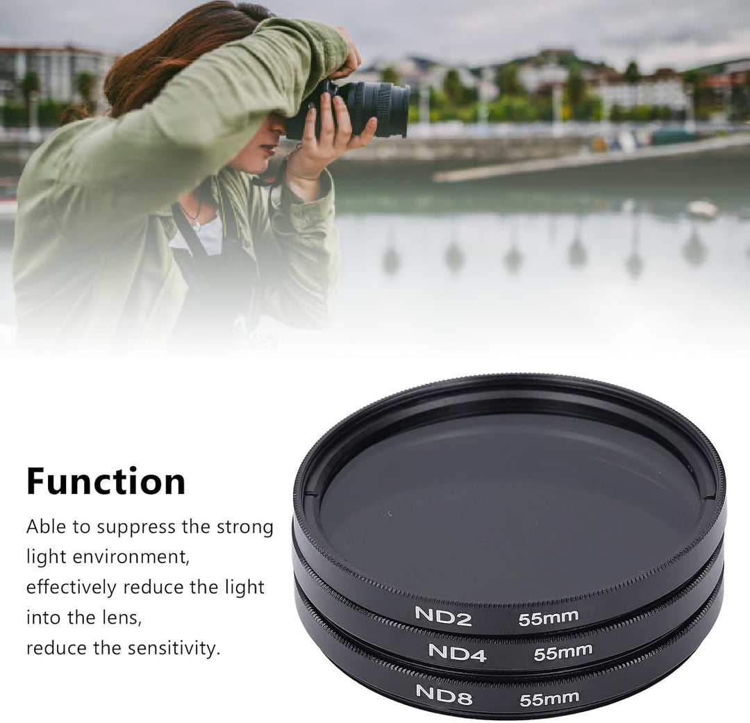ND-Filterset, mit ND2-Filter, ND4-Filter und ND8-Filter, HD-Mehrschichtbeschichtung, Anti-Überbelich