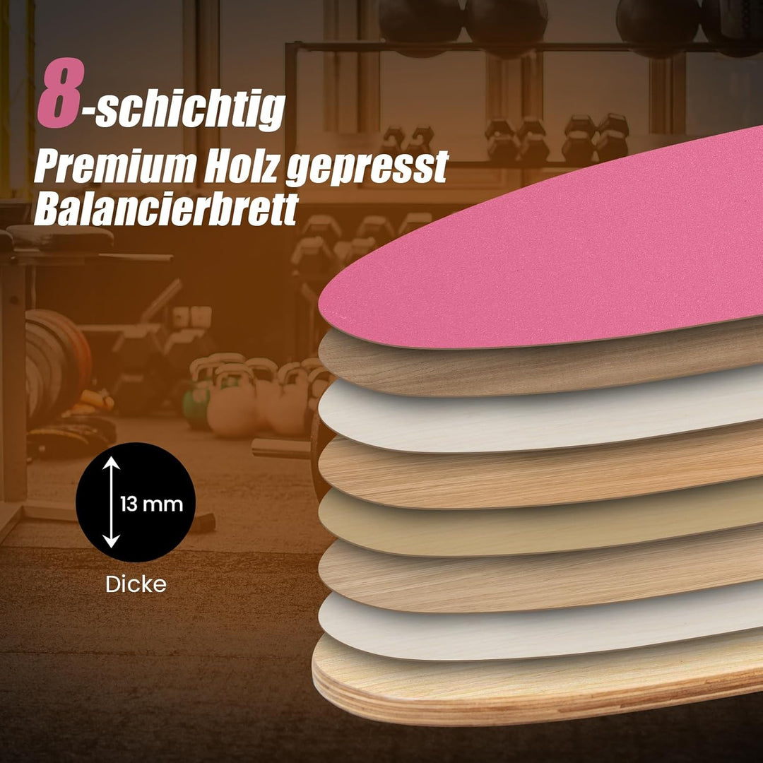 COSTWAY Balance Board aus Holz, Balancebrett, Balance Trainer Trickboard für zuhause, inkl. Korkroll