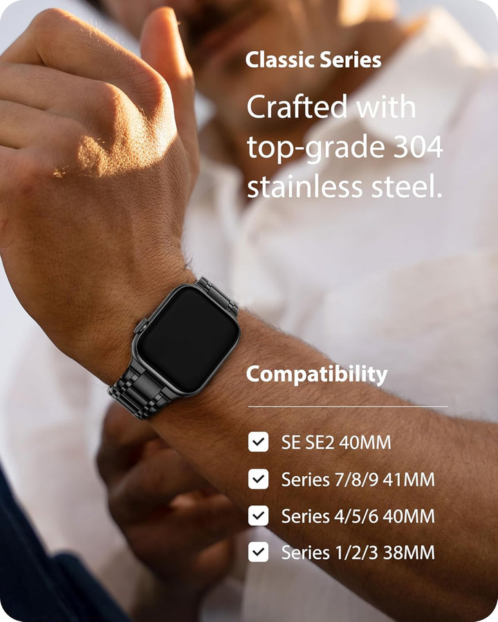 Fullmosa Kompatibel mit Apple Watch Armband 40mm 41mm 38mm Series SE 9 8 7 6 5 4 3 2 1, Edelstahl Ap