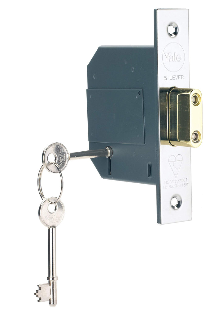 Yale Locks PM562 Hi-Security BS Mortice Dead Lock, 76 mm, hochglanzpoliertes Chrom 76mm (3'') Polish