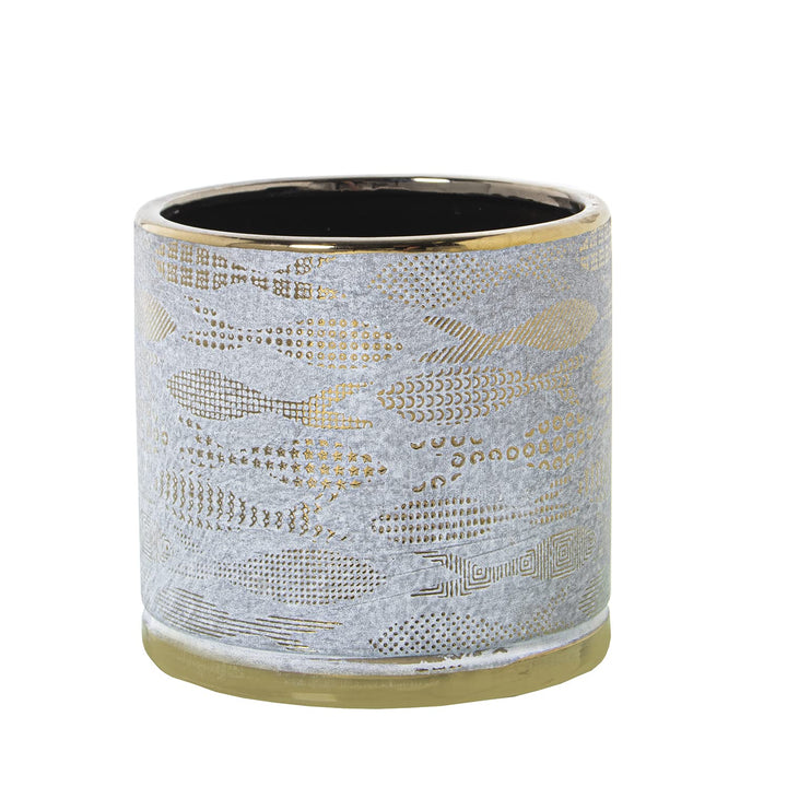 MACETERO CERAMICA BLANCO/OROPECES °14X14CM