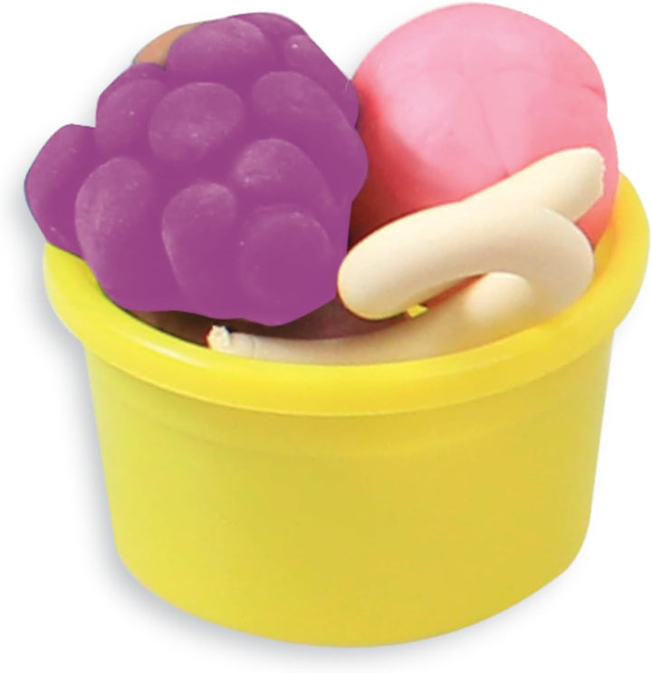 Simba 106326051 - Art und Fun Knetset Fruchteimer, 5x50g Knete, 5 Fruchtformen, 4 Ausstechformen, 16