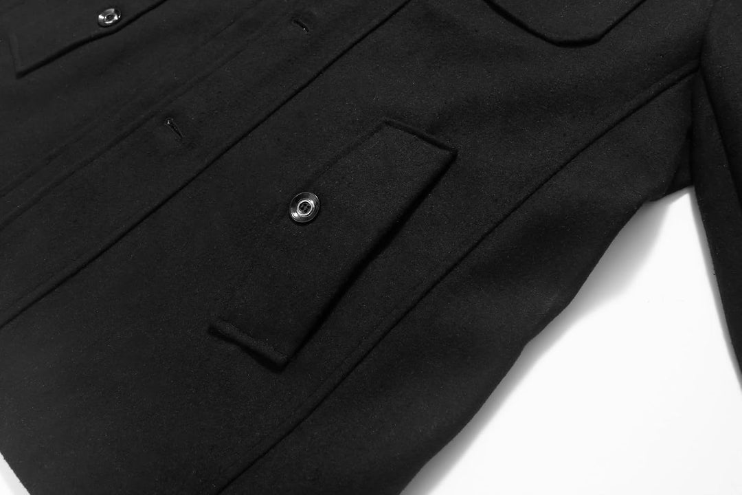 Luckyone Herren Wintermantel Wolle Kurzmantel Herren Wollmantel mit Stehkragen Peacoat Winterjacke f