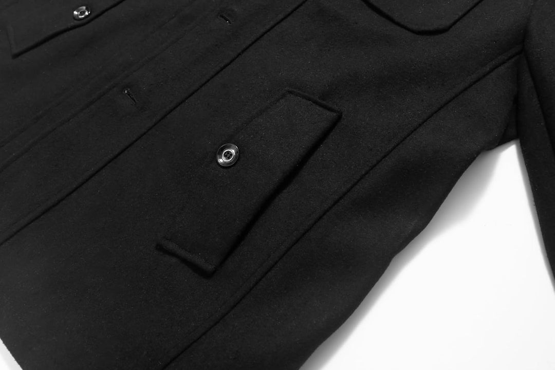 Luckyone Herren Wintermantel Wolle Kurzmantel Herren Wollmantel mit Stehkragen Peacoat Winterjacke f