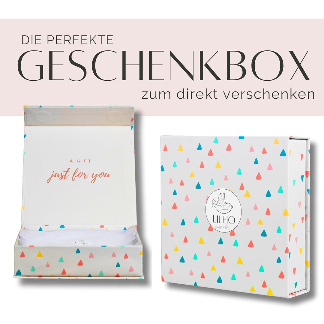 LILEJO Geschenk zur Geburt - Baby Geschenk für Mädchen und Junge - Mütze/Halstuch/Socken mit Grusska
