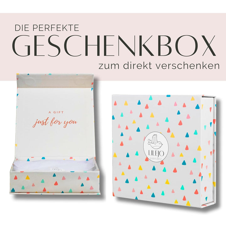 LILEJO Geschenk zur Geburt - Baby Geschenk für Mädchen und Junge - Mütze/Halstuch/Socken mit Grusska