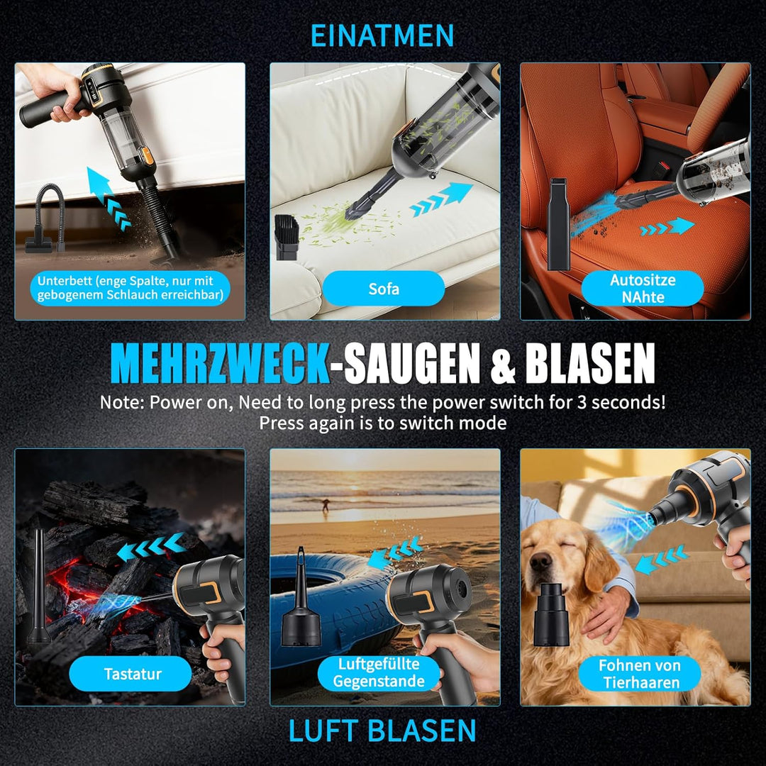Handstaubsauger Akku Kabellos - 23000pa Auto Staubsauger Stark,Mini Staubsauger Für Auto,Pc,Haus,KüC