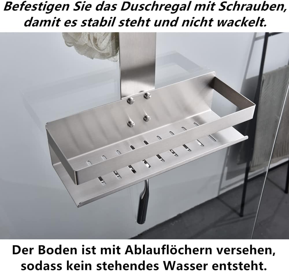 HomeHeng Duschregal zum Hängen,2-Store Duschablage zum Hängen Gebürstetes Nickel, SUS304 Edelstahl D