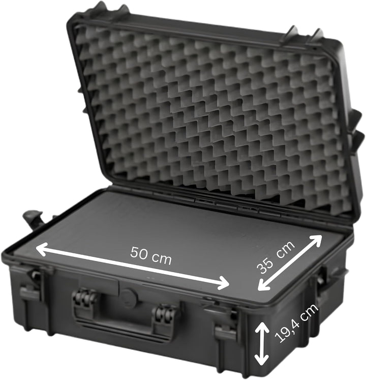 TOMcase wasserdichter Outdoor Case 56x43x22 cm mit Rasterschaumstoff/Würfelschaumstoff; IP67 Transpo