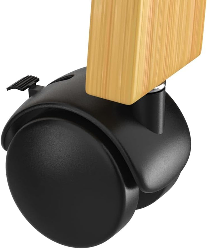 Casaria® Bambus Kleiderständer auf Rollen stabile Kleiderstange mit Ablagen & Haken platzsparender G