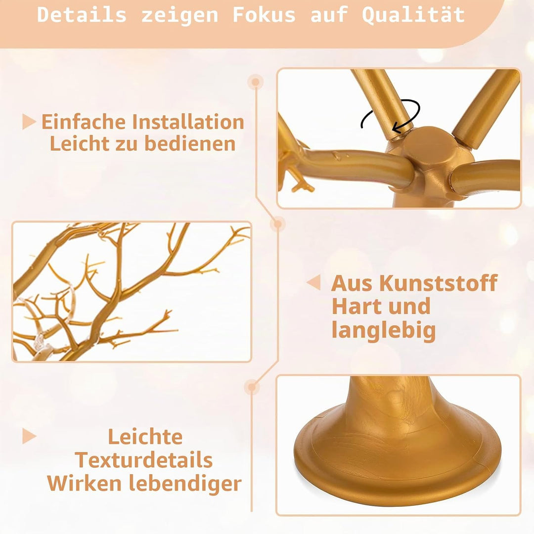 NUPTIO Künstlicher Weihnachtsbaum Gold Ornament-Anzeige Manzanita Baum 58cm Hoch Künstliche Wunschba