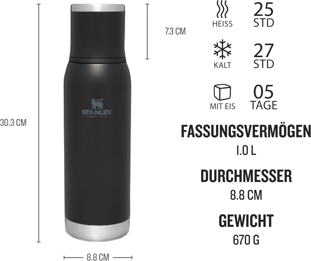 Stanley Adventure To-Go Thermosflasche 1.0L - 25 Stunden Heiss - 27 Stunden Kalt - Auslaufsicher - I
