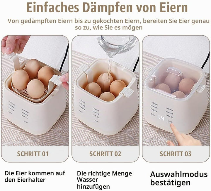 Elektrischer Eierkocher Mit Touch-Taste für 4-6 Eier - Smart Reservation Mehrzweck-Eierdampfer für W