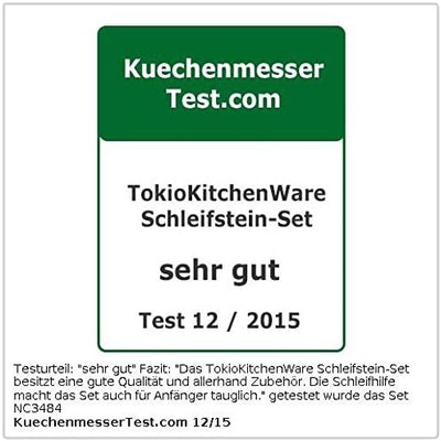 TokioKitchenWare Messerschleifstein: Doppel-Wasser-Schleifstein mit rutschfestem Halter, Körnung 100