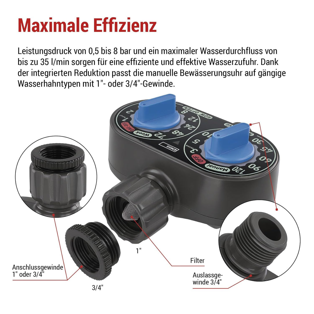 EMOS - mechanische Bewässerungsuhr mit 1 Ausgang - batteriebetriebene Bewässerungssteuerung bis 8bar