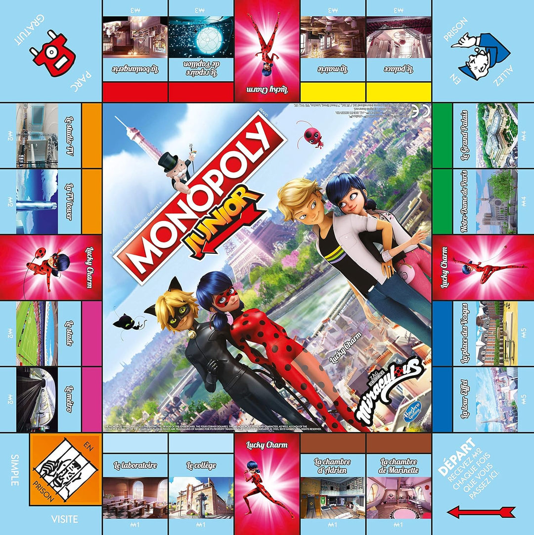 WINNING MOVES - Monopoly – Monopoly Junior – Miraculous – Gesellschaftsspiel – französische Version,