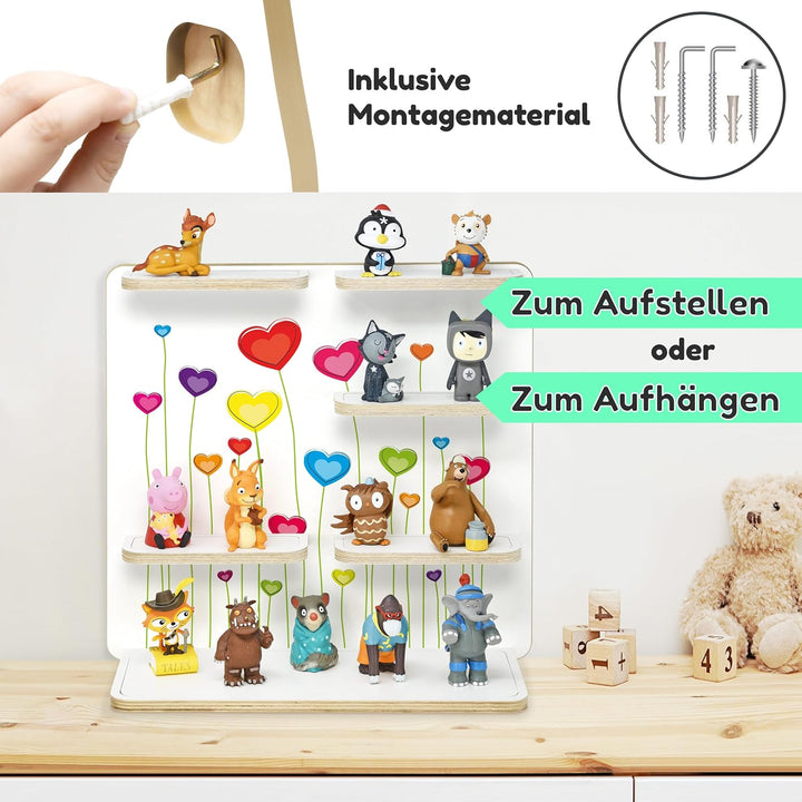 stadtecken Holzregal für Musikbox – Passend für Toniebox & ca. 40 Tonies | Perfekte Aufbewahrung für