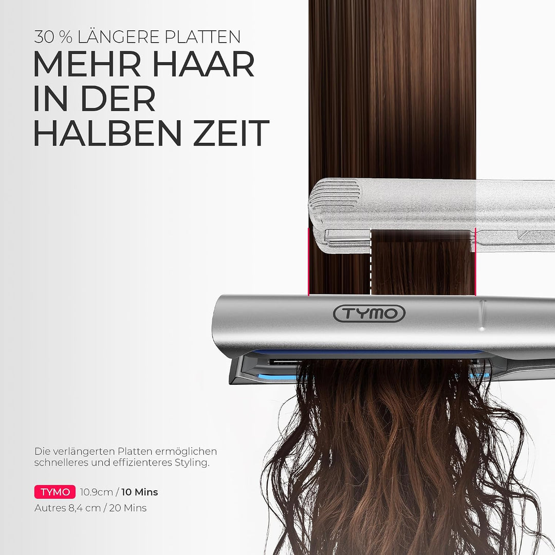 TYMO Glätteisen Haarglätter – Glätten in einem Zug &amp; Lockenstyling, 25 mm Platten, 3× Sanfteres Glei