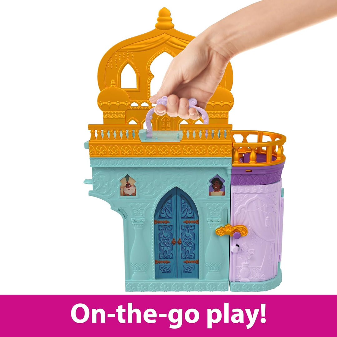 Mattel Disney Prinzessin-Spielzeug, Jasmins Stapelschloss Puppenhaus-Spielset mit kleiner Puppe, 2 F