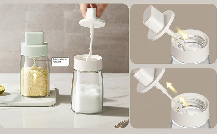 LOYUYU Küche Natrium Calcium Glas Gewürzgläser Gewürzboxen Set von 3, Gewürztöpfe Gewürzgläser, Komb