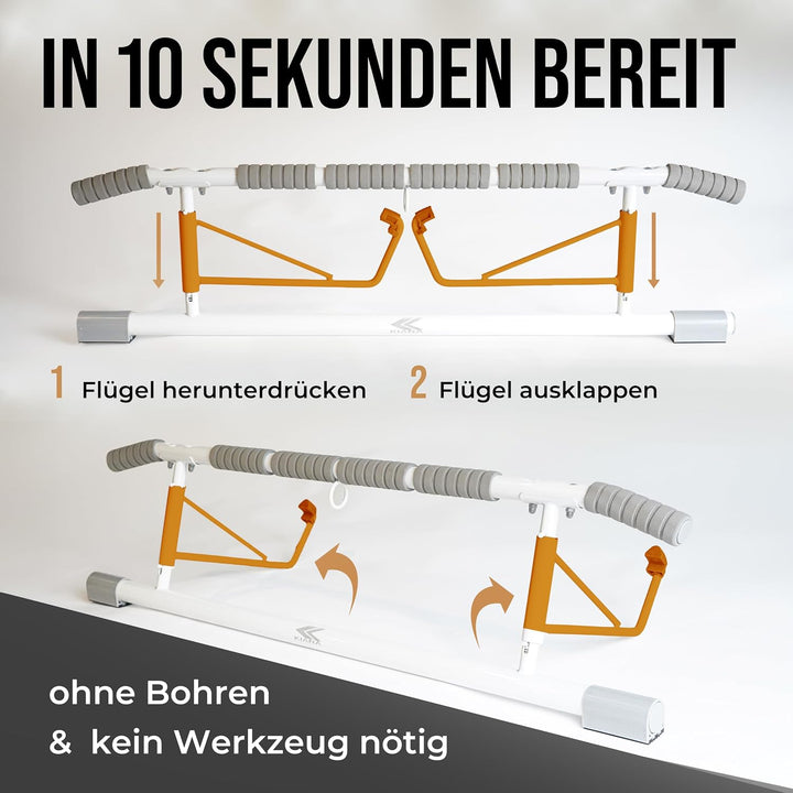KIANA Sports Klimmzugstange für Türrahmen ohne Bohren & ohne Schrauben | Pull Up Bar Tür bis 150kg |