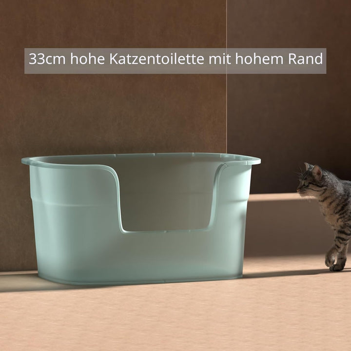 Extra grosse Katzentoilette, einfache Reinigung, abgesenkter Eingang, auslaufsicher, 63 x 45 x 33 cm