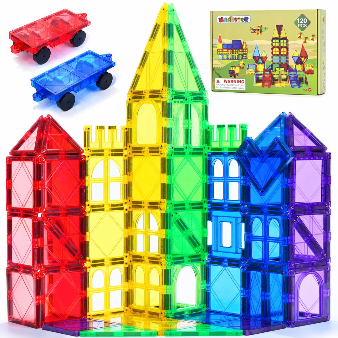 Magblock 120 Stück Magnetische Bausteine, Magnet Spielzeug Magnetspiele Kinderspielzeug Kinder für 3