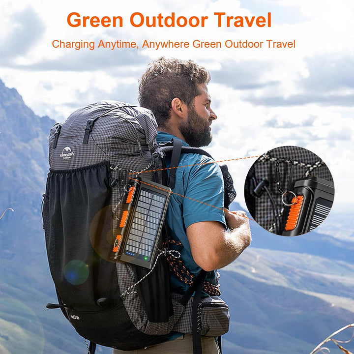 Wireless Solar Powerbank 26800mAh mit Handkurbel &amp; 4 Kabeln, USB-C 15W Schnellladung Externer Akku 7
