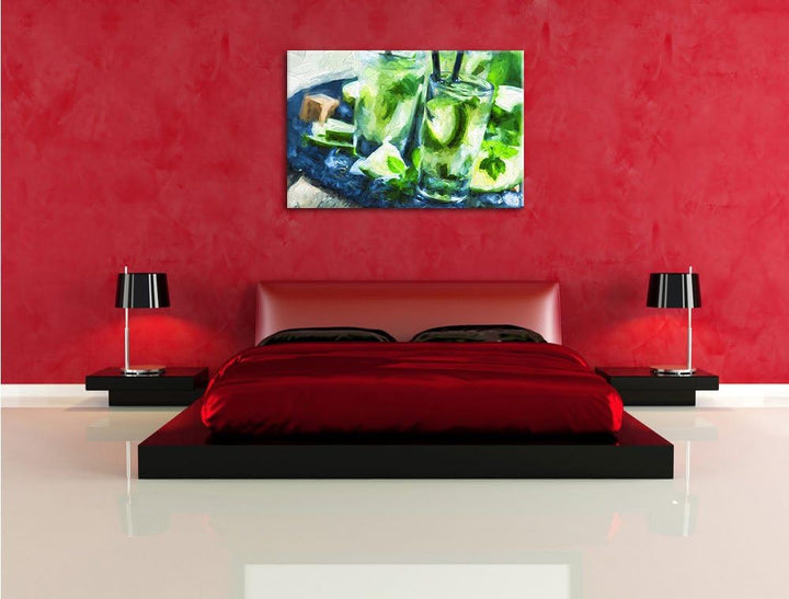 Pixxprint Caipirinha Cocktail als Leinwandbild/Grösse: 100x70 cm/Wandbild/Kunstdruck/fertig bespannt