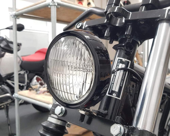 5" Frontscheinwerfer Motorrad - Schale - 12V 55W in Glanz Schwarz für Projekt Massgefertigt Fahrrad