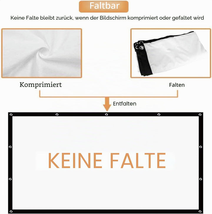 OWill Beamerleinwand 16:9 HD faltbar für Heimkino Indoor Outdoor (100 Zoll) 100 inch, 100 inch