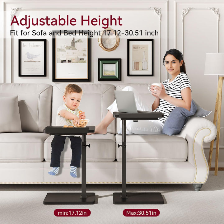 IBUYKE Beistelltisch C Form, 360° Rotierbarer/Höhenverstellbar/Flip Sofatisch, für Telefon/Tablet/La