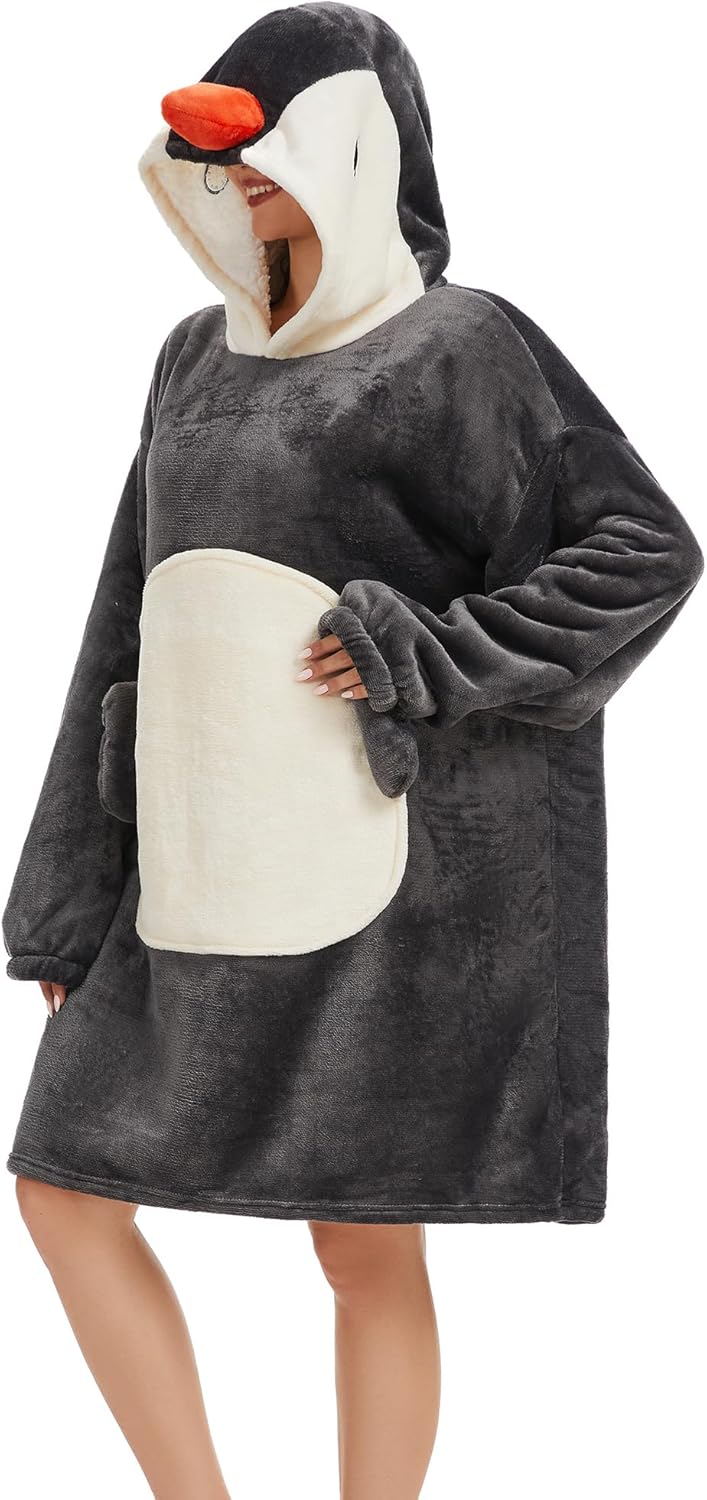 LATH.PIN Tragbare Decke Hoodie Übergrosse – Tierformen Tragbare Decken mit Armärmeln mit Kapuze Pull