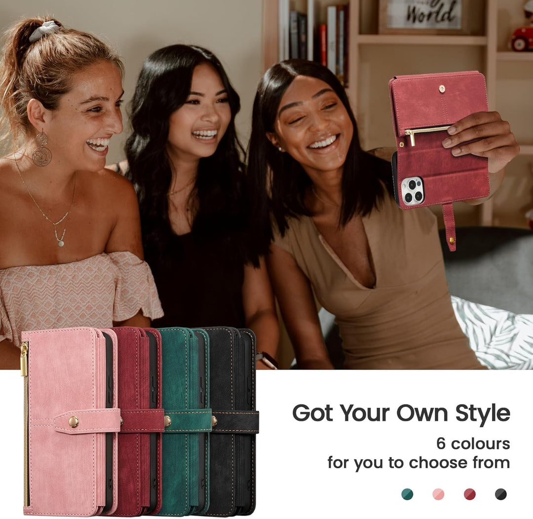 ZCDAYE iPhone 14 Pro Max Hülle mit Band, Leder iPhone 14 Pro Max Handytasche Handyhülle Praktische H