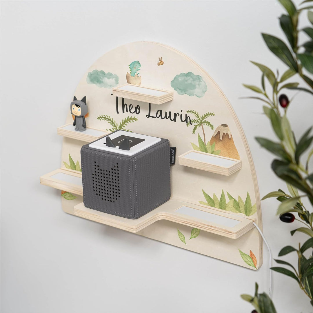 Geschenkfreude Personalisiertes Toniebox Regal für Kinderzimmer - Kinder Wandregal für Tonie Hörfigu