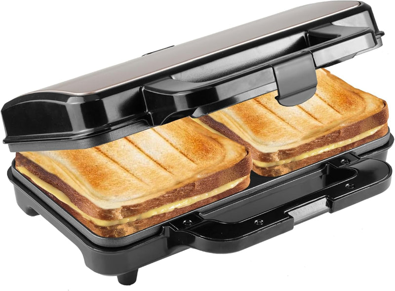 Bestron XL Sandwichmaker, Sandwich-Toaster für 2 Sandwiches in Muschelform, ideal für American Sandw