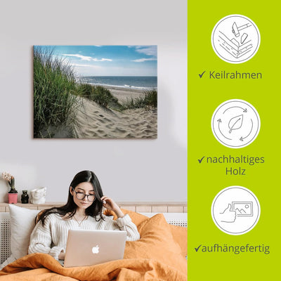 ARTland Leinwandbilder Wandbild Bild auf Leinwand 80x60 cm Wanddeko Strand Meer Küste Nordsee Mariti