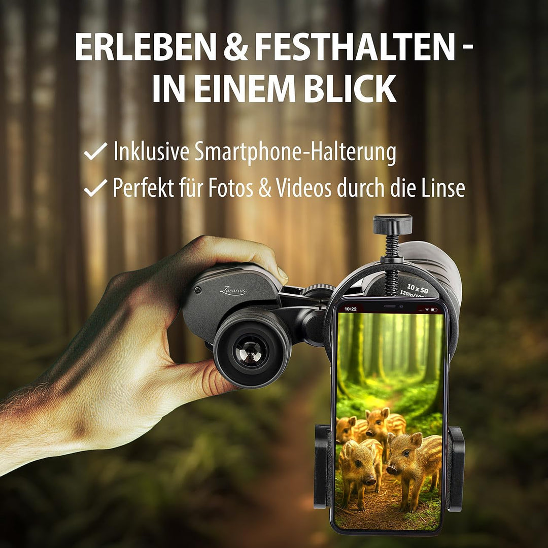 Zavarius Hochleistungsfernglas: Fernglas mit Eagle-Eye-Technologie, 10x50, BAK4, 2 mm HD-Augenmusche