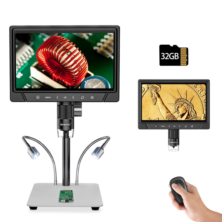 BEBANG 10.1" LCD Digitales Mikroskop 1200x für Erwachsene,3024P Münz Mikroskop Lupe,12MP Lötmikrosko